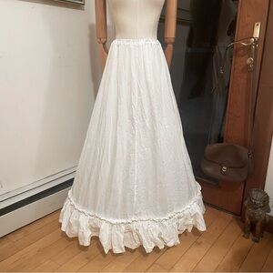 RARE Laura Ashley Vintage 1980s White Cotton Ruffle Wedding Hoop Petticoat Skirt